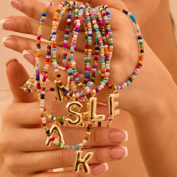 Custom Beaded Initial Necklace